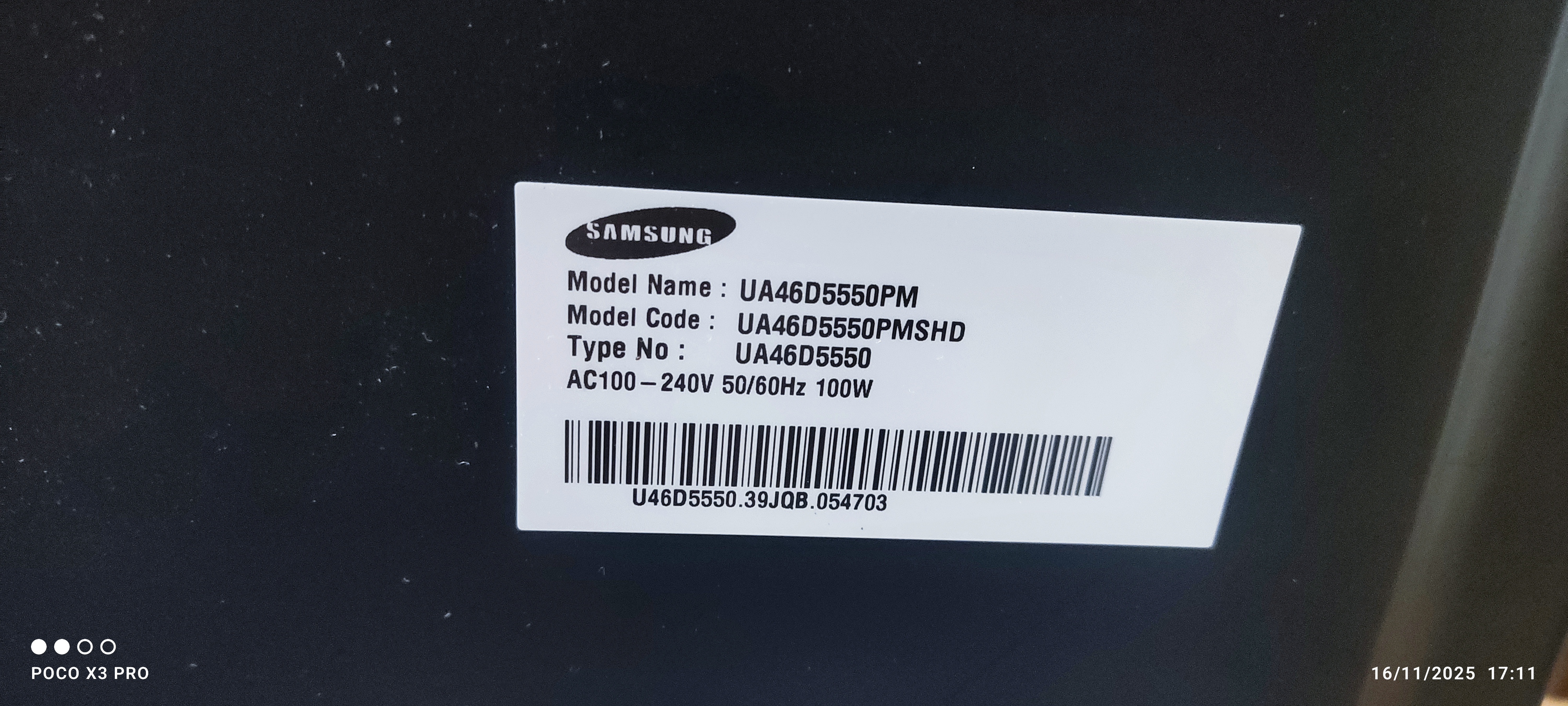 مین برد تلویزیون سامسونگ Ua46D5550PMSHD